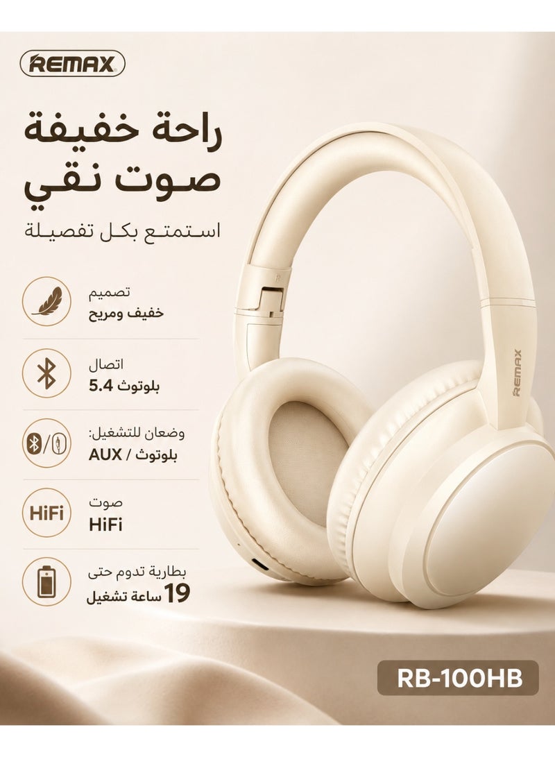 REMAX Bluetooth 5.4 Over-Ear Headphones, Foldable Lightweight Wireless Headset with Soft Leather Ear Cushions, 3 EQ Sound Modes for Music, Calls, Travel and Daily Use - Image 1