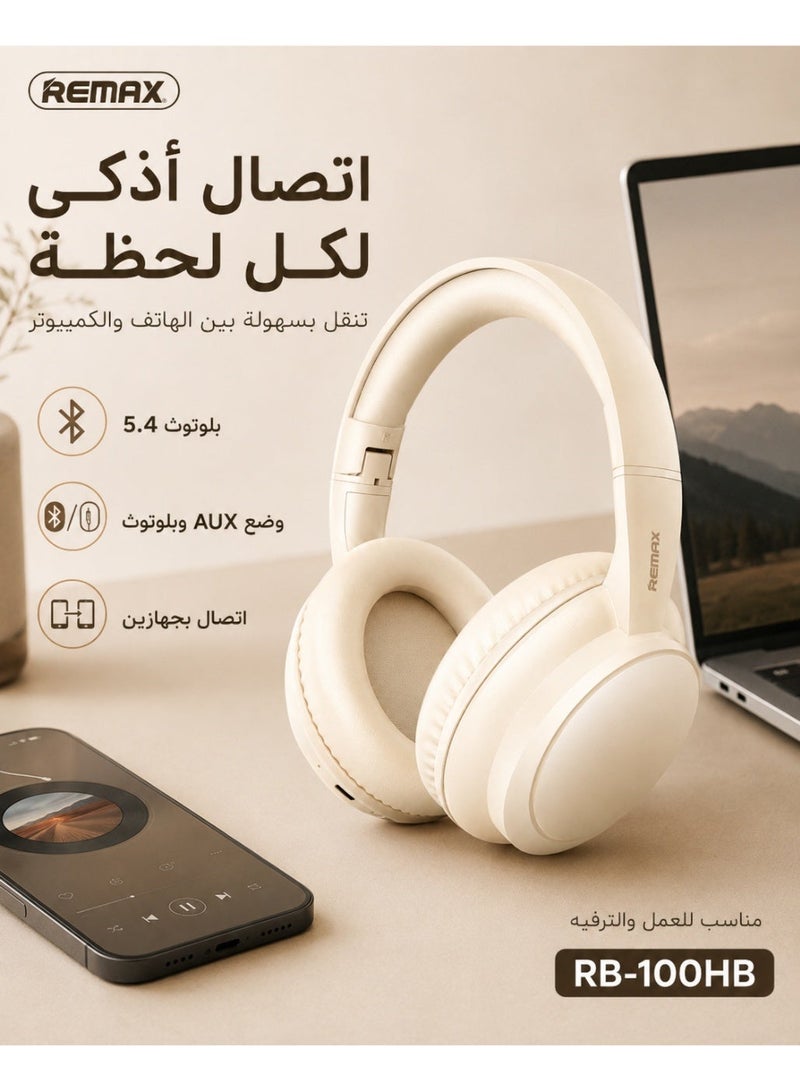 REMAX Bluetooth 5.4 Over-Ear Headphones, Foldable Lightweight Wireless Headset with Soft Leather Ear Cushions, 3 EQ Sound Modes for Music, Calls, Travel and Daily Use - Image 5