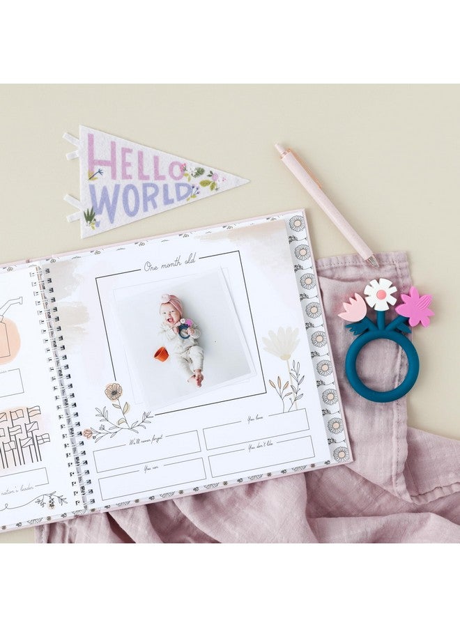 Lucy Darling Baby Memory Book, Luxury Baby First Year Book & Photo Album for Baby Boy/Girl, Keepsake Baby Books & Journals, Gender Neutral Memories & Milestone Book, Pregnancy Gift - Wildflower Meadow - Image 3