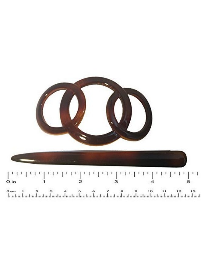 Parcelona French Triple Ringed 3.5" Celluloid Hair Slider Pin Thru Holder Barrette Non Slip Ponytail Women Hair Accessories Barrette with Stick for Girls, Made in France (Tortoise Shell) - pzsku/ZF86CF2F97F8E54C62A60Z/45/_/1741330064/4d5c6d88-ad2c-4275-a25a-2da2fd3bbed9