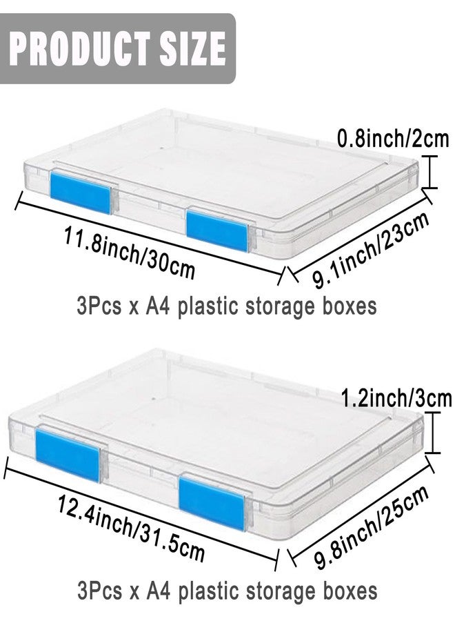 LonlyEagle 6 Pack A4 File Portable Project Case, Plastic Storage Box for 8.5" x 11" Letter Paper, Documents Magazines Holder Scrapbook Paper Storage Boxes (blue) - Image 2