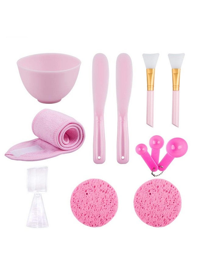 Sonku Sonku Facemask Mixing Bowl Set, Silicone DIY Face Mask Tool Kit with Facial Mask Bowl,Silicone Brush,Spatula,Measuring Spoons,Measuring Cup,Sponge,Makeup Headband-Pink - Image 1