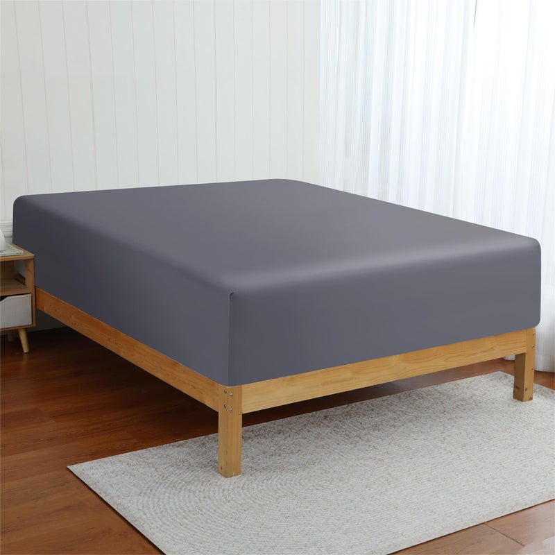 Zaizaihome Bamboo Viscose Cooling Fitted Sheet Twin XL Size Only  400 Thread Count  16"" Deep Pocket Cooling Bottom Sheets for Hot Sleeper  Silky Soft Breathable (Twin XL  Dark Grey  - Image 4