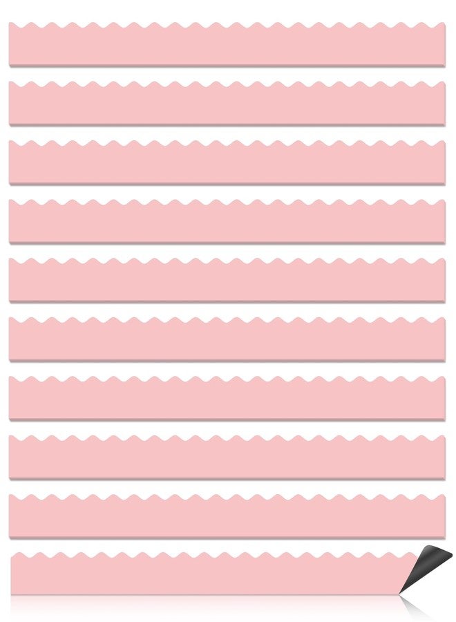 Bermoge 30 Pcs Magnetic Borders for Classroom Whiteboard - Light Pink Magnetic Bulletin Board Border Set - Scalloped Chalkboard Border Strips for Teachers, Parents, DIY Home,School & Office Decoration - Image 1