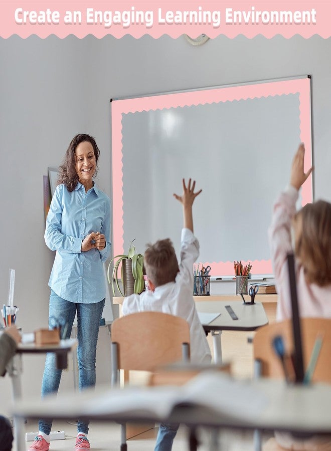 Bermoge 30 Pcs Magnetic Borders for Classroom Whiteboard - Light Pink Magnetic Bulletin Board Border Set - Scalloped Chalkboard Border Strips for Teachers, Parents, DIY Home,School & Office Decoration - Image 3