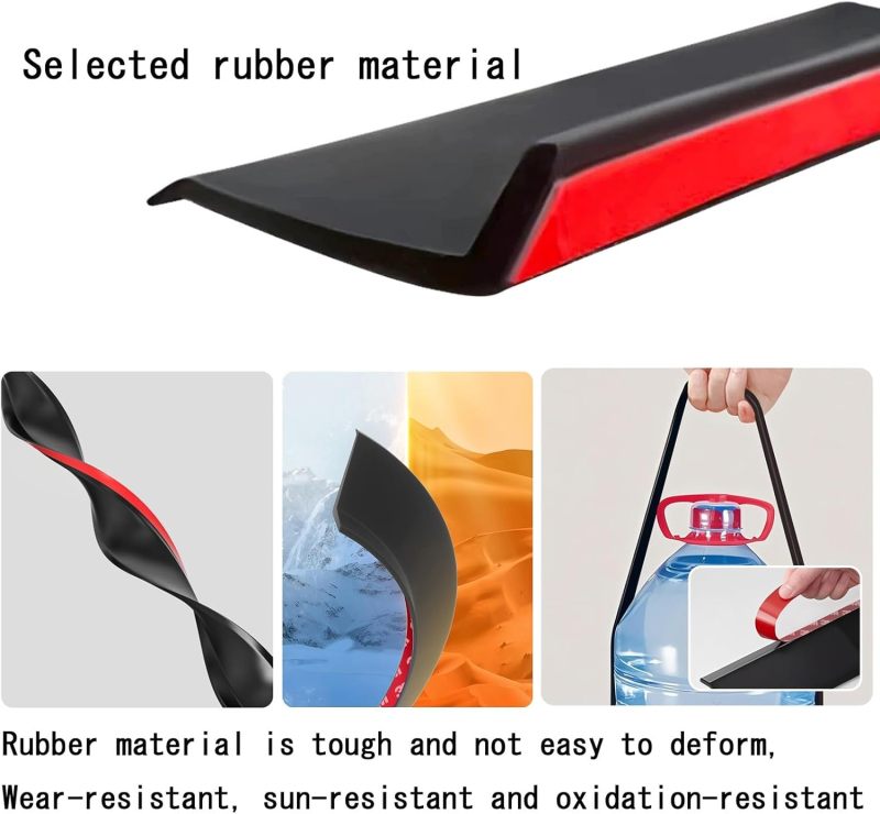 Rubber Weather Bar 4.5x150cm Black - 135° Bevel Deflector Waterproof Seal, Self-Adhesive Easy Installation, Universal Fit for Home Windows, Vehicle Doors and Trucks - Image 4