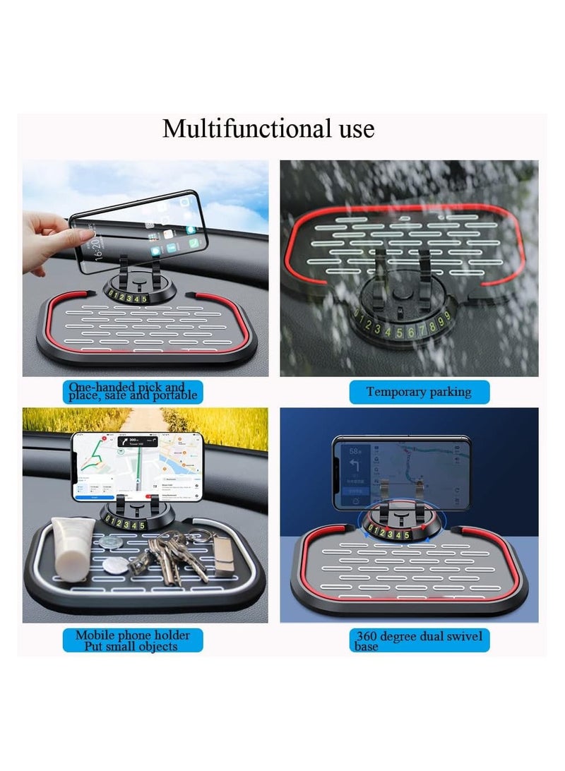 Excefore Dashboard Phone Holder for Car, Universal 360 Degree Rotating Car Phone Holder Multifunctional Anti-Shake Phone Mat for Cell Phone GPS Sunglasses Keychains Coins with Temporary Parking Number - Image 3