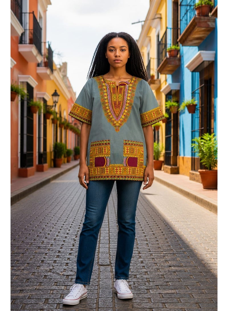 Women's Printed Short-Sleeve Casual Tunic Blouse - Image 1