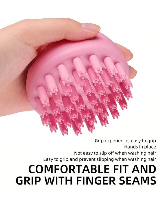 فرشاة تدليك فروة الرأس المصنوعة من السيليكون، فرشاة شامبو لتنظيف فروة الرأس لجميع أنواع الشعر للنساء والرجال والأطفال والحيوانات الأليفة - وردي - Image 3