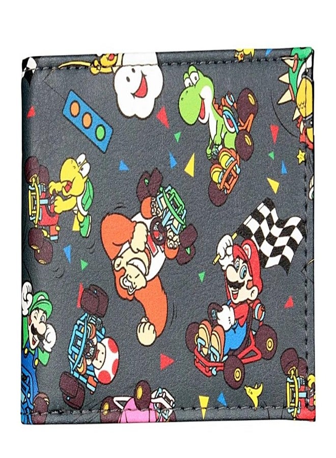 TCB Creations Super Cartoon Mario Characters All Over Bi-Fold Wallet - Image 1
