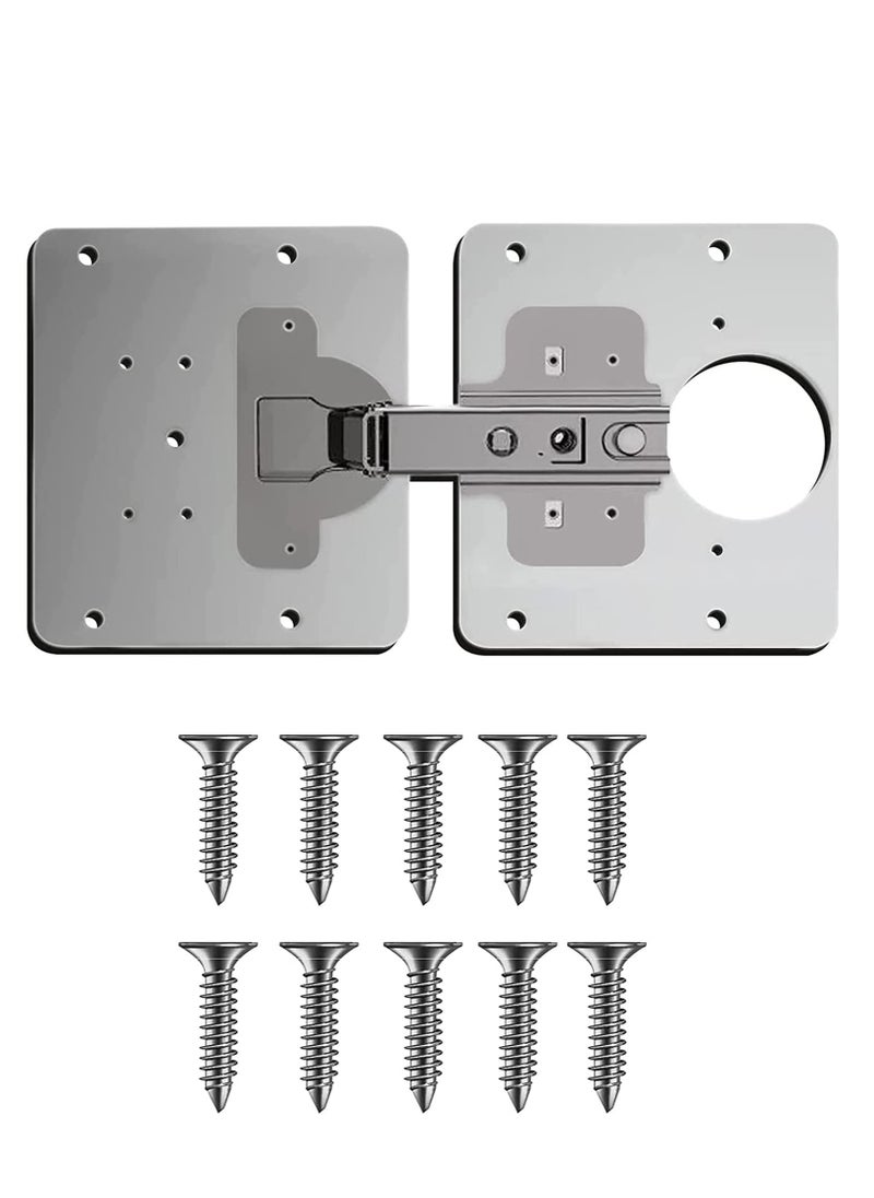 SYOSI 1 Set Cabinet Door Hinges Hinge Repair Plate for Cabinet Furniture Drawer Window Stainless Steel Plate Repair Accessor Easy Installation Mount Concealed Cabinet Hinge With 10 Screws  - Image 1