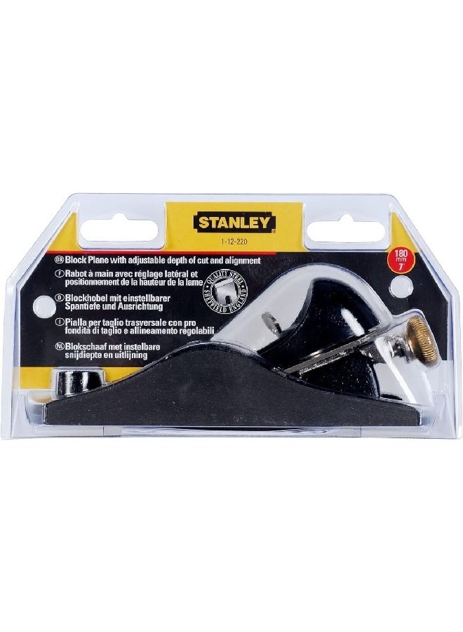 Stanley Adjustable Depth and Cut Alignment Block Plane Silver 220 mm 1-12-220 - Image 4