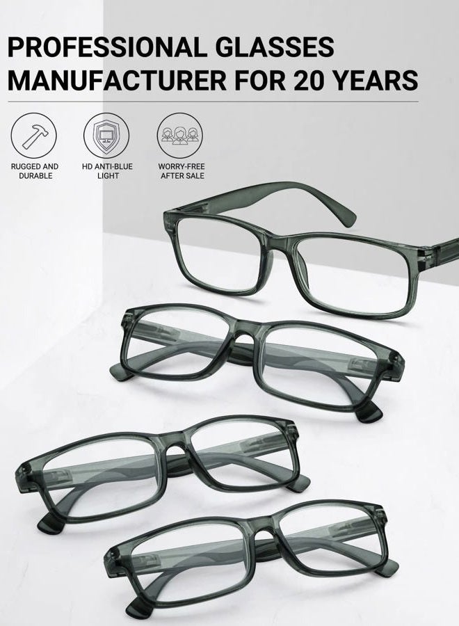 LUFF Unbreakable Reading Glasses for Women,4PCS Blue Light Blocking Reading Glasses Men,Comfortable Spring Hinge Readers - Image 2