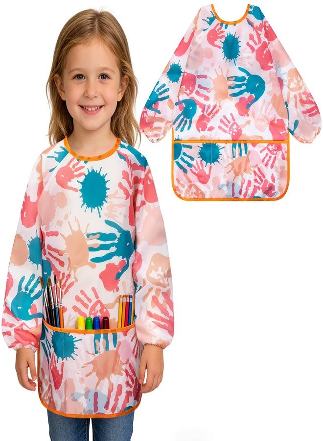 Milifox Smocks for Kids, 1 Pack Kids Painting Apron, Waterproof Children Art Smock Long Sleeve with 3 Pockets for Painting, Art, Crafts, Cooking, Activity (Orange) - Image 1