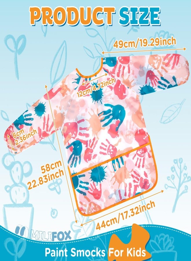 Milifox Smocks for Kids, 1 Pack Kids Painting Apron, Waterproof Children Art Smock Long Sleeve with 3 Pockets for Painting, Art, Crafts, Cooking, Activity (Orange) - Image 2