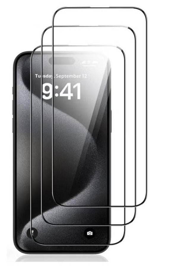 JAJEEK iPhone Tempered Glass 3-Pack Clear Screen Protector Set for iPhone 15 6.1 Inch, Anti-Spy Tempered Glass, Scratch-Resistant, Full Coverage Protection (Clear, iPhone 15) - Image 1