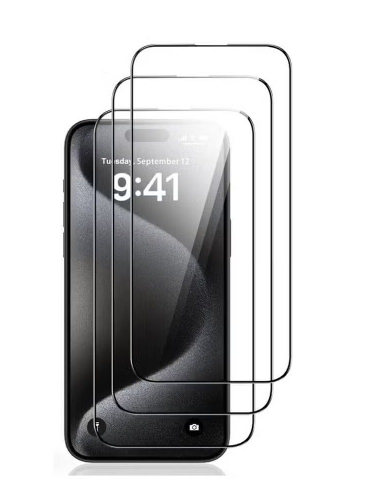 JAJEEK iPhone Tempered Glass 3-Pack Clear Screen Protector Set for iPhone 15 6.1 Inch, Anti-Spy Tempered Glass, Scratch-Resistant, Full Coverage Protection (Clear, iPhone 15) - Image 3