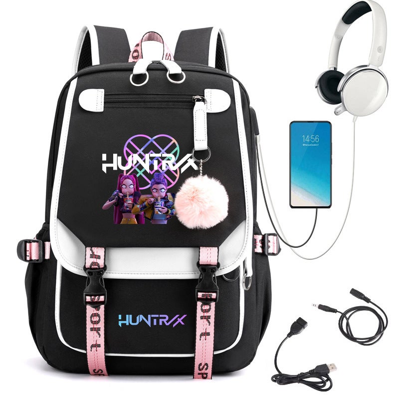 Anime Cartoon Korean Style Student School Bag Daily Outdoor Black Backpack Sale 0813 - Image 2