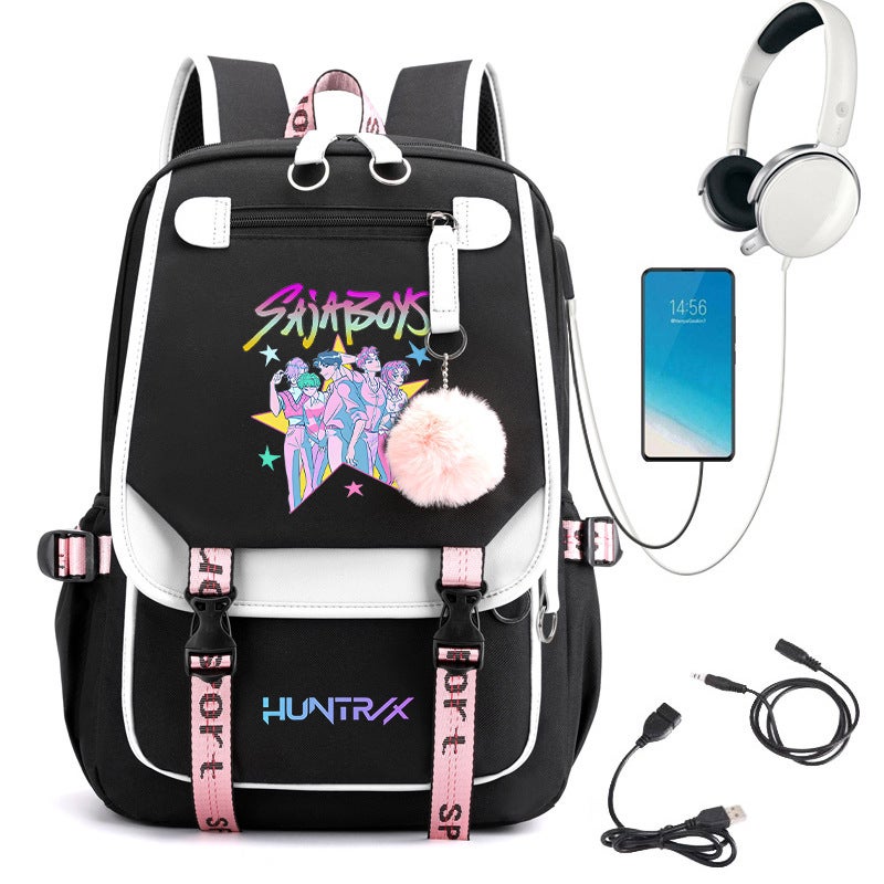 Anime Cartoon Korean Style Student School Bag Daily Outdoor Black Backpack Sale 0813 - Image 1