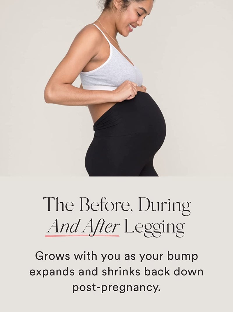 SHAPERX Women's Maternity Leggings Over The Belly Buttery Soft Seamless Pregnancy Workout Active Yoga Tights Pants (Black) Pack of 1 (3 to 6 Months) (7 to 10 Months) - Image 2
