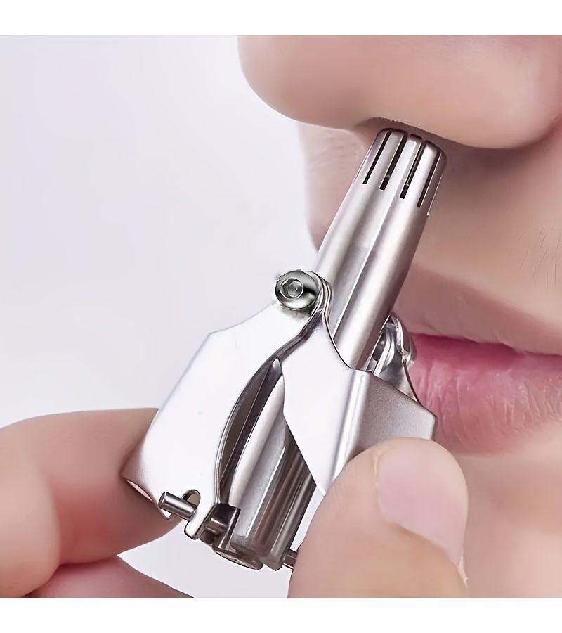3pcs Set Stainless Steel Battery Free Nose Hair Trimmer For Men Women Washable Rotary Shear Technology Safe For Nasal Cavity Portable Grooming Tool With Cleaning Brush Ideal For Travel Daily Use Compact Design Combination Style - Image 4