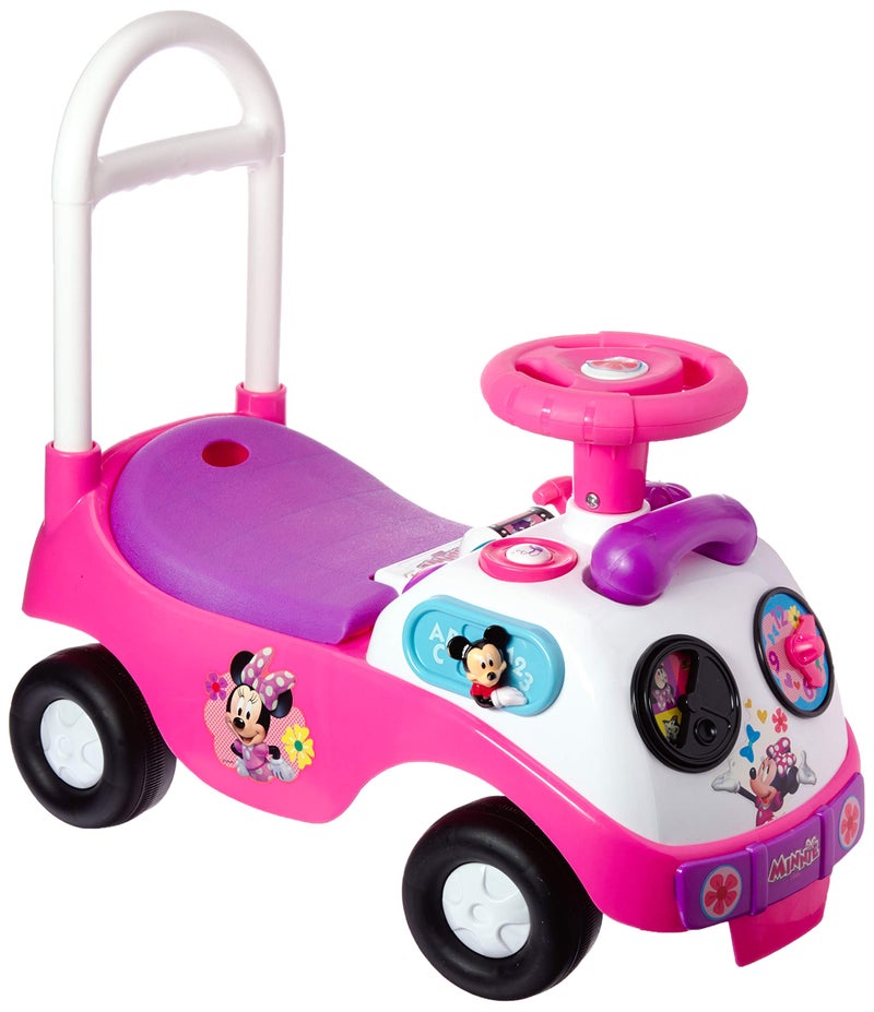Kiddieland Minnie Mouse My First Activity Ride-On with Lights, Sounds, Steering Wheel, Toddler Push Car Ages 1â€“3, Educational Clock, Batteries Included - Image 1