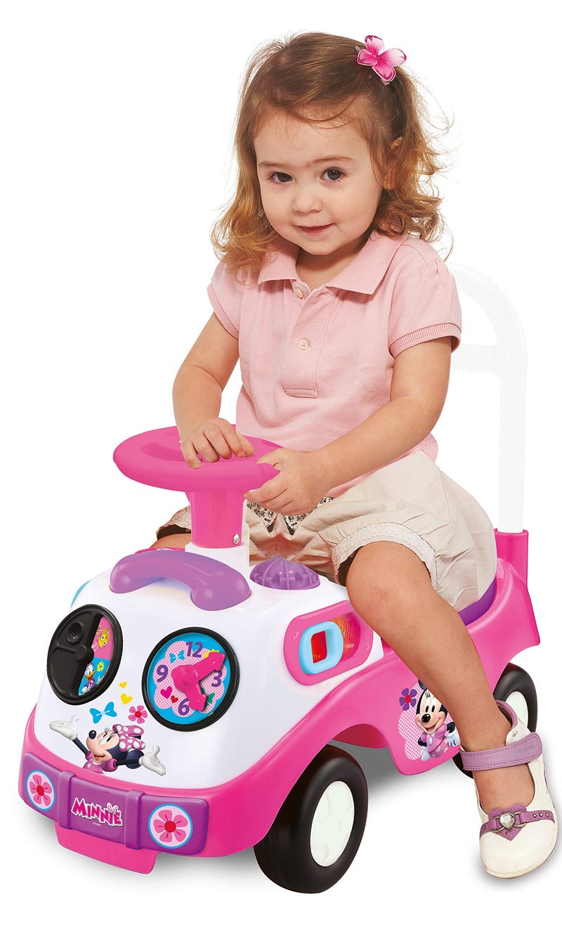 Kiddieland Minnie Mouse My First Activity Ride-On with Lights, Sounds, Steering Wheel, Toddler Push Car Ages 1â€“3, Educational Clock, Batteries Included - Image 3