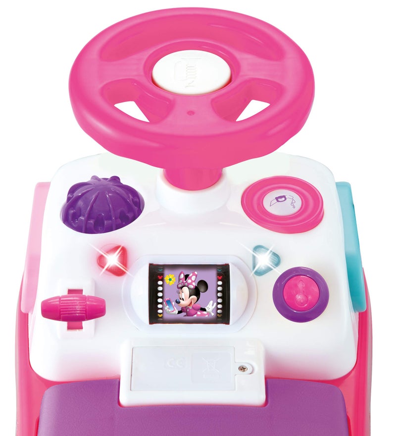 Kiddieland Minnie Mouse My First Activity Ride-On with Lights, Sounds, Steering Wheel, Toddler Push Car Ages 1â€“3, Educational Clock, Batteries Included - Image 4
