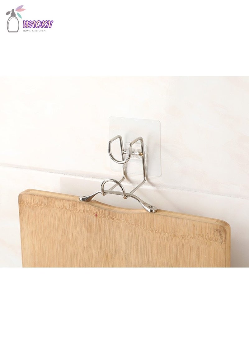 WAOKN 4 Pieces Perforation-Free Wall Hook Transparent Seamless Hook Basin Stand Bathroom Hooks Wall Mounted Strong Adhesive Hook Door Sticky Hanger Holder Stainless Steel Wall Hook Wash Basin Holder Function Heavy Duty Adhesive  - Image 2