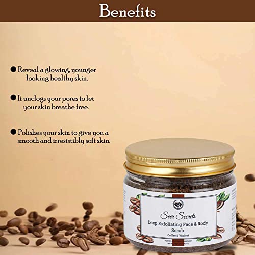 Seer Secrets 100% Natural Coffee & Walnut Face & Body Scrub| Dead Skin Cells Removal|Sun Tan Removal|Deep Exfoliating Face & Body|Active Nourishing |Suitable for Men & Women| Pack of 200GM - Image 3