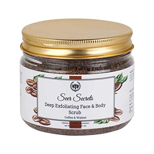 Seer Secrets 100% Natural Coffee & Walnut Face & Body Scrub| Dead Skin Cells Removal|Sun Tan Removal|Deep Exfoliating Face & Body|Active Nourishing |Suitable for Men & Women| Pack of 200GM - Image 1