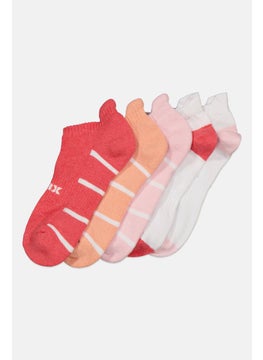 RBX Women 5 Pairs Brand Logo Ankle Socks, White  - Image 2