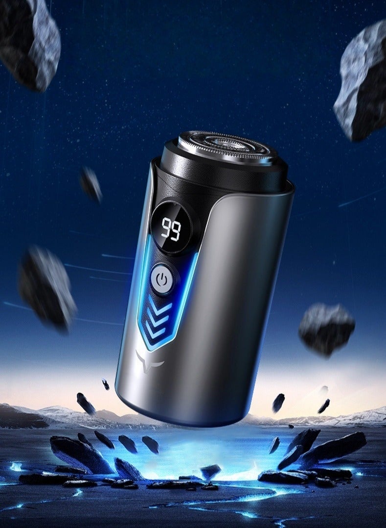 New Model Mini Portable Electric Shaver, New Upgrade Pocket Shaver Mini Shavers for Men, Mini Electric Shaver, LED Power Display USB Rechargeable Washable Shaver for Travel (Grey,T2) - Image 1