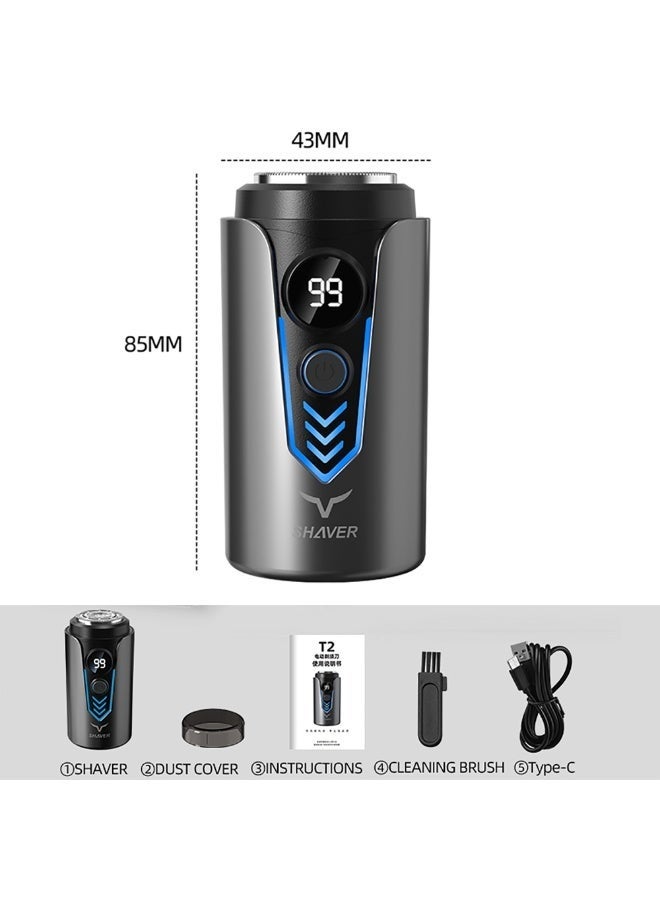 New Model Mini Portable Electric Shaver, New Upgrade Pocket Shaver Mini Shavers for Men, Mini Electric Shaver, LED Power Display USB Rechargeable Washable Shaver for Travel (Grey,T2) - Image 2