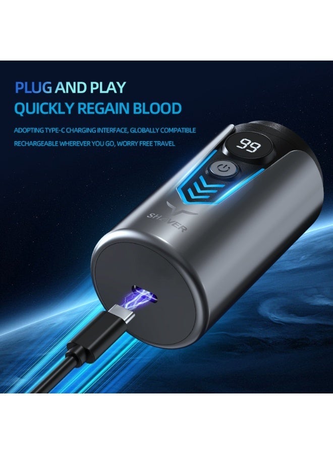 New Model Mini Portable Electric Shaver, New Upgrade Pocket Shaver Mini Shavers for Men, Mini Electric Shaver, LED Power Display USB Rechargeable Washable Shaver for Travel (Grey,T2) - Image 5