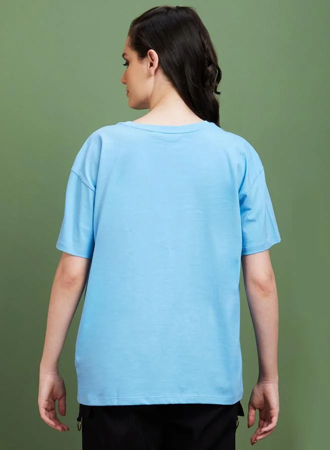 globus Globus Graphic Print Round Neck Cotton T-Shirt