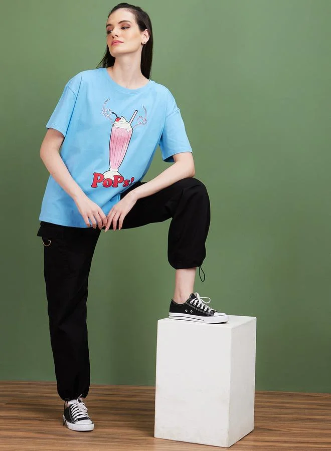 globus Globus Graphic Print Round Neck Cotton T-Shirt