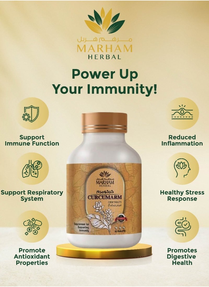 Curcumarm Chewable Tablet: Supplement for Supporting Immunity | Immune Booster with Curcumin, Ginger, Mint, Cinnamon, Pippali Combination - Dietary Supplements for Immune Support (30 Tablets) - pzsku/ZF86DB4859C3DAC0A0296Z/45/_/1727938750/318be14a-af79-43c6-b40d-7660be93f2a3