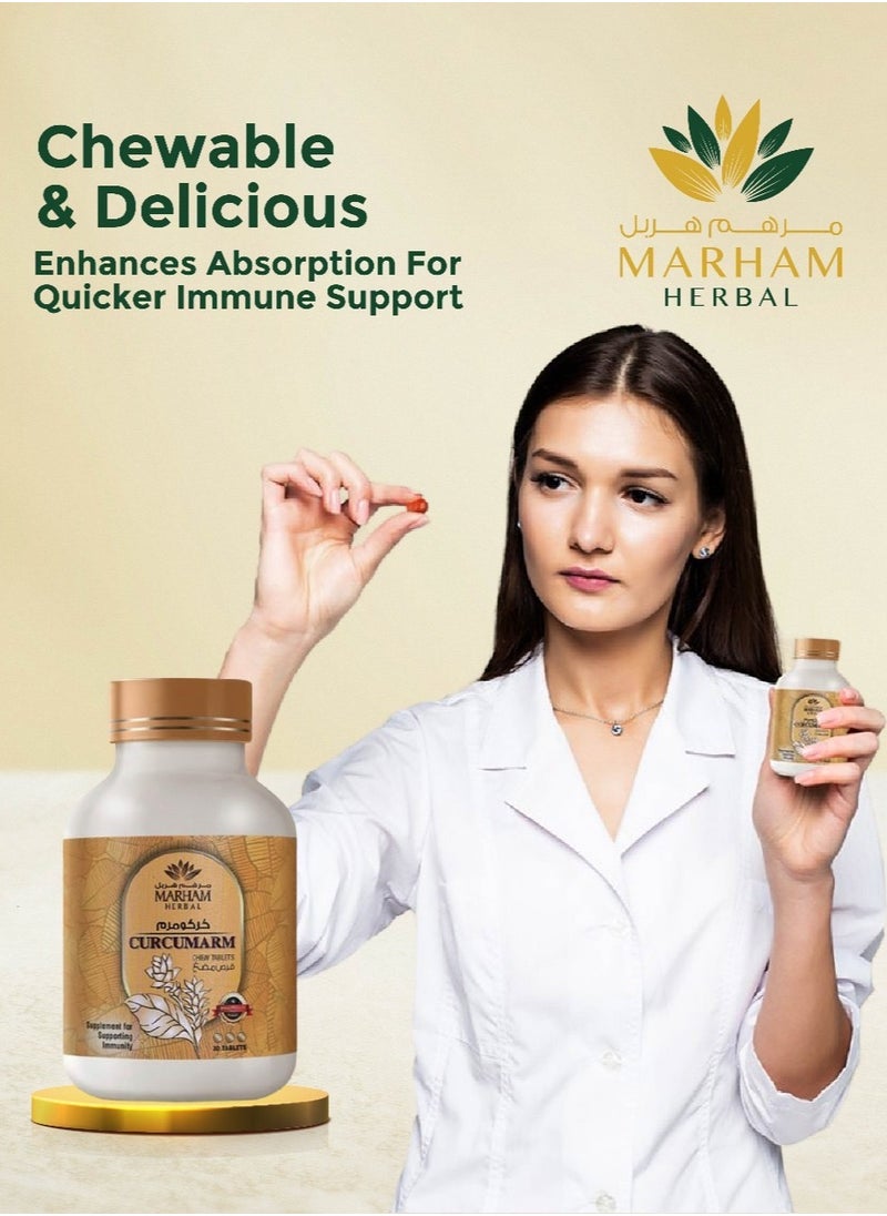 Curcumarm Chewable Tablet: Supplement for Supporting Immunity | Immune Booster with Curcumin, Ginger, Mint, Cinnamon, Pippali Combination - Dietary Supplements for Immune Support (30 Tablets) - pzsku/ZF86DB4859C3DAC0A0296Z/45/_/1727938772/20159366-08c9-493e-8712-00e4fed2d523