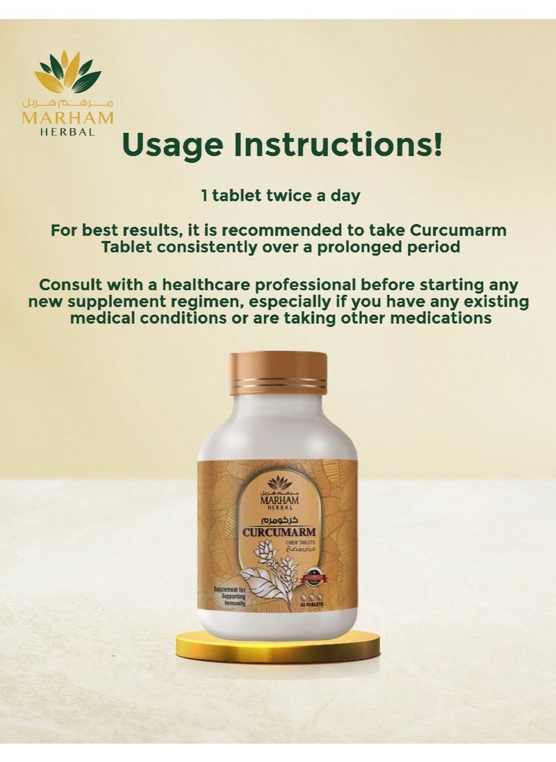 Curcumarm Chewable Tablet: Supplement for Supporting Immunity | Immune Booster with Curcumin, Ginger, Mint, Cinnamon, Pippali Combination - Dietary Supplements for Immune Support (30 Tablets) - pzsku/ZF86DB4859C3DAC0A0296Z/45/_/1738579935/0605e771-cfe3-43e6-9257-4032be145c8e
