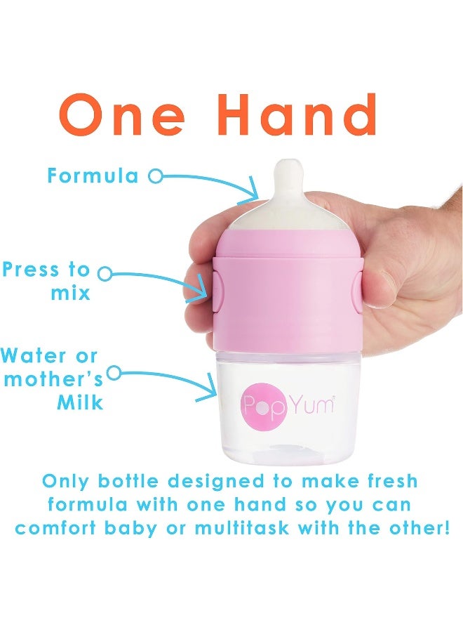 PopYum زجاجات الأطفال PopYum 5 أونص وردية مضادة للمغص، 3 عبوات مع تدفق بطيء #1، 150 مل، خالية من BPA، قفل طبيعي - Image 2