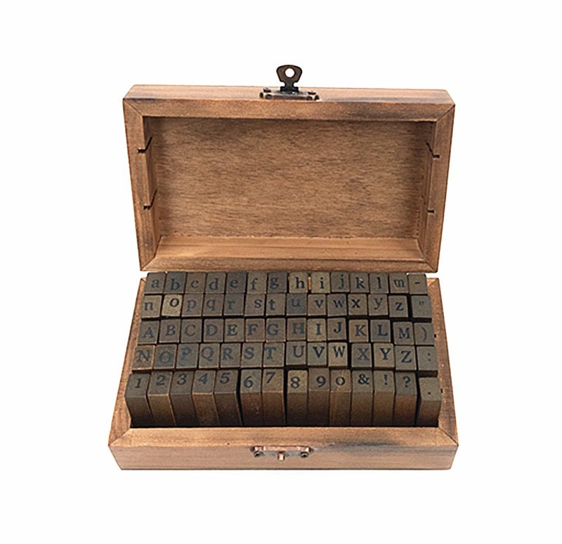 ALIMITOPIA Alphabet Stamps SetVintage Wooden Rubber Letter Number and Symbol Diary Stamp Kit for Children DIY Scrapbooking Planner Card Making70pcs 