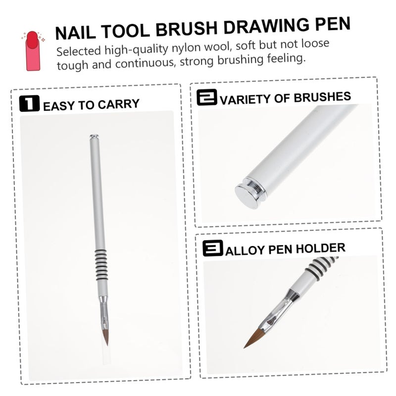 Professional Nail Art Brush Pen For DIY Manicure Creative Tool Home Salon Use 16x0.5cm Silver - Image 3