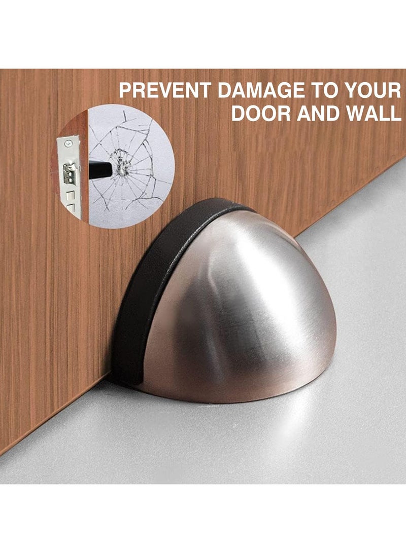 Fasola Stainless Steel Floor Door Stoppers 6 Pack Self Adhesive Polished Oval Half Moon Door Stop for Wall Floor Glass Door Protection Home Office School - Image 4