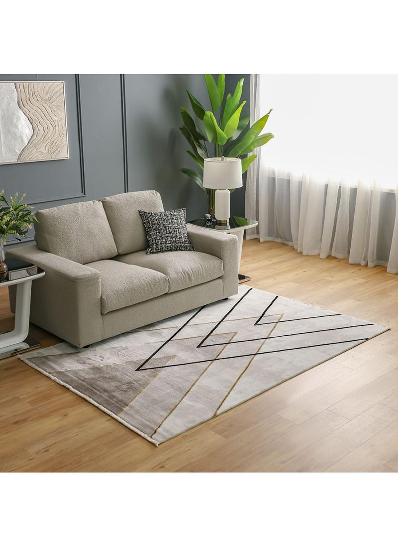 DANUBE HOME Galleria Modern Geometric Patterned Rug  Polyester Area Rug L340xW240cm-Grey & Black  - Image 4