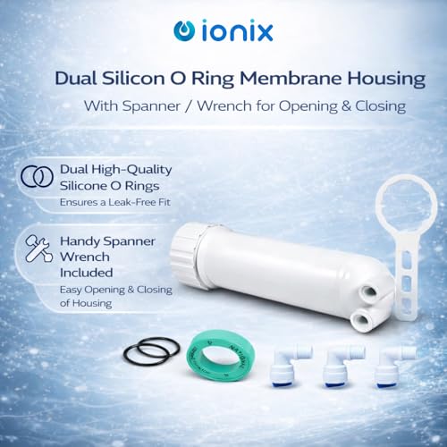 IONIX Ro Membrane housing with Spanner, Dual Silicon O-Ring, Double O Ring Means Double Protection from Leakge with Spanner, 1 Set, White - Image 3
