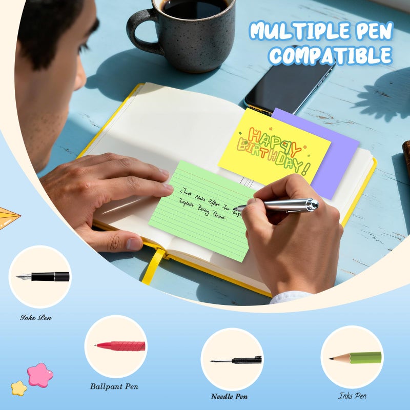 Aidunmis Colored Index Cards 4x6 Inch, 200 Count Note Cards 4x6, 5 Colors Flash Cards for Studying, 40 Sheets Per Color Lined Index Cards Ruled, Colored Notecards 4 x 6 for Office, School, and Home - Image 5