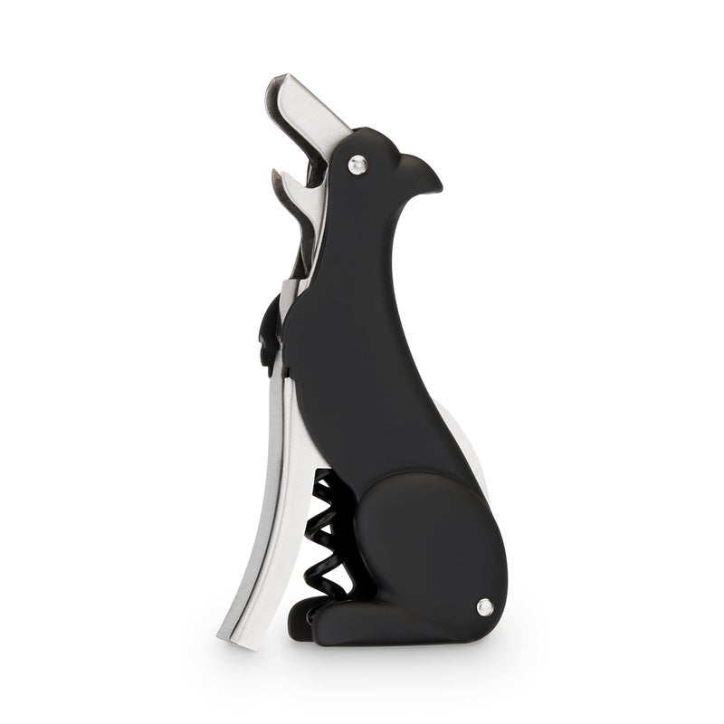 True Zoo TrueZoo Buddy Black Dog Double Hinged Corkscrew Novelty Wine Key Waiters Corkscrew Bottle Opener 