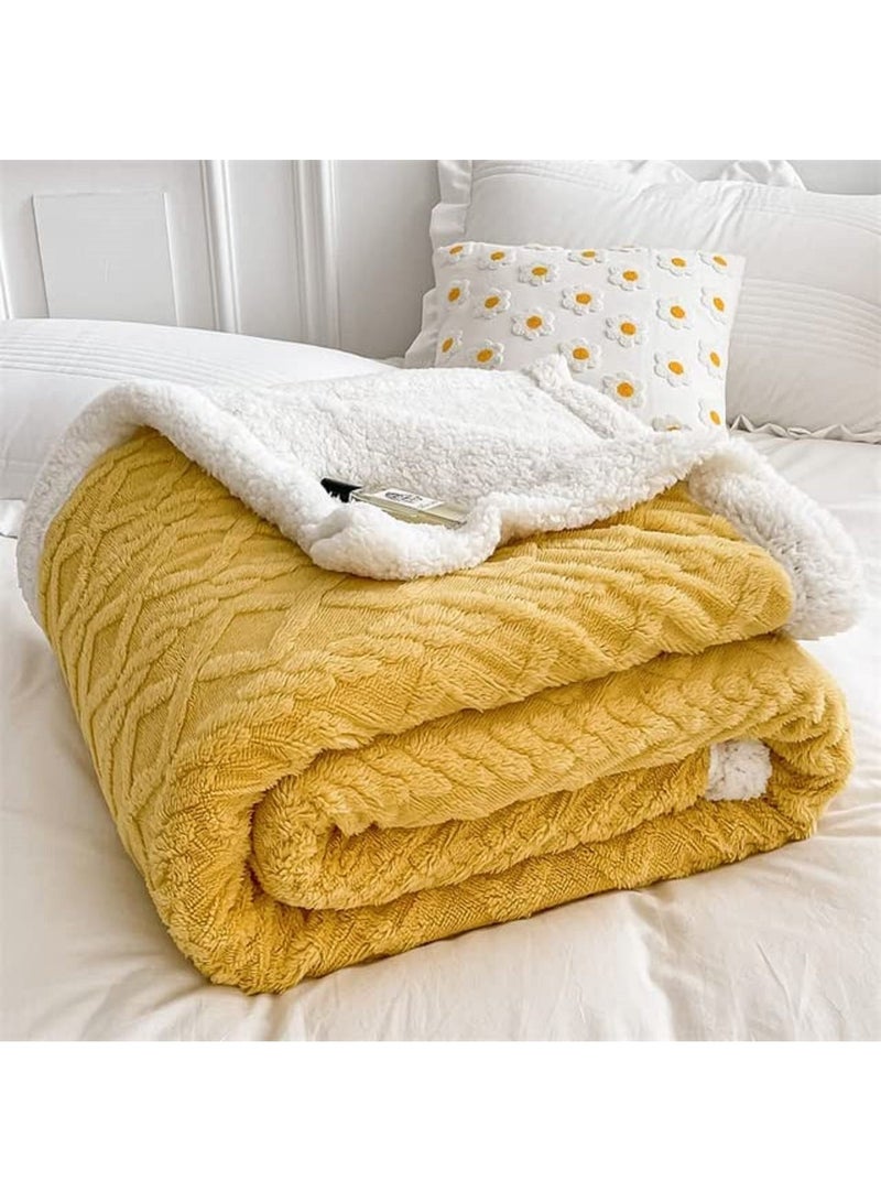 COMFY SOFT & FLUFFY BLANKET/THROW YELLOW SHEEP