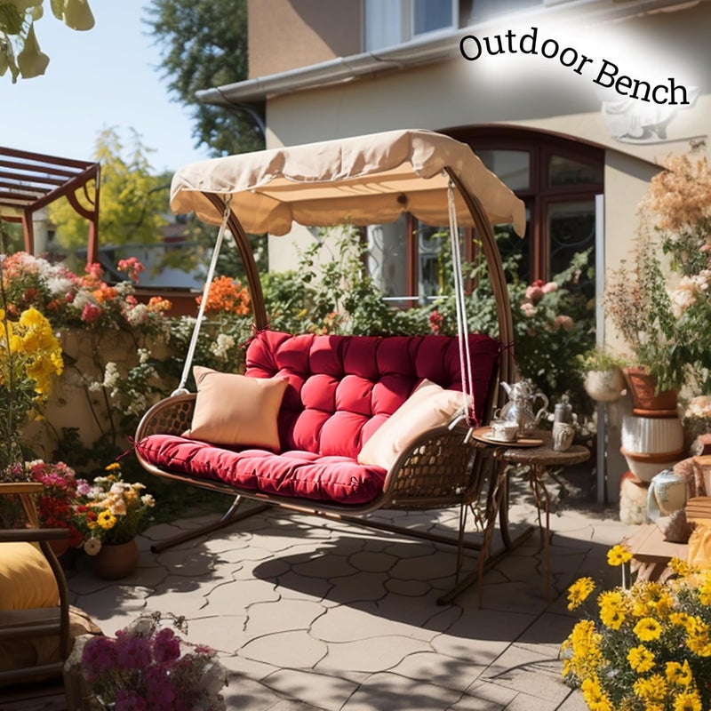 Hundur Outdoor Cushions for Patio Furniture, Patio Furniture Cushions with Straps and backrest, 47x40 inches, 4" Thick,Porch Swing Cushions for Backyard and Garden - Image 4